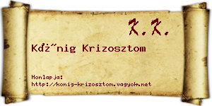 Kőnig Krizosztom névjegykártya